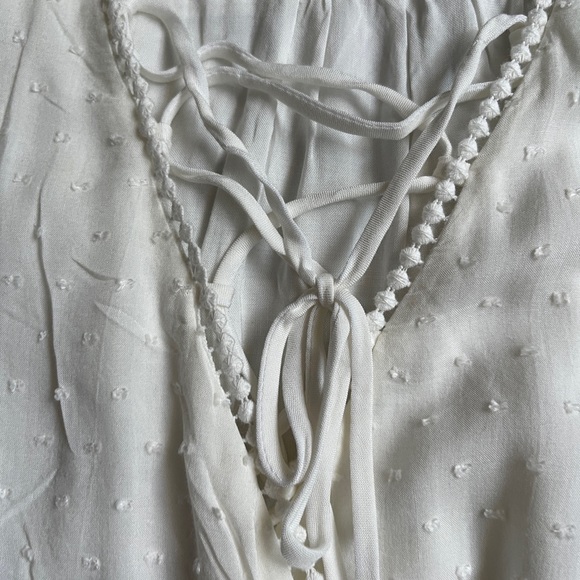 Morningside White Lace-Up Bell Sleeve Surplice Top - Picture 6 of 14